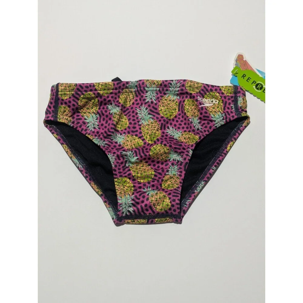 Speedo Eco Endurance Repreve Pineapple Party Swim Brief Men's‎ Swimsuit Size 28